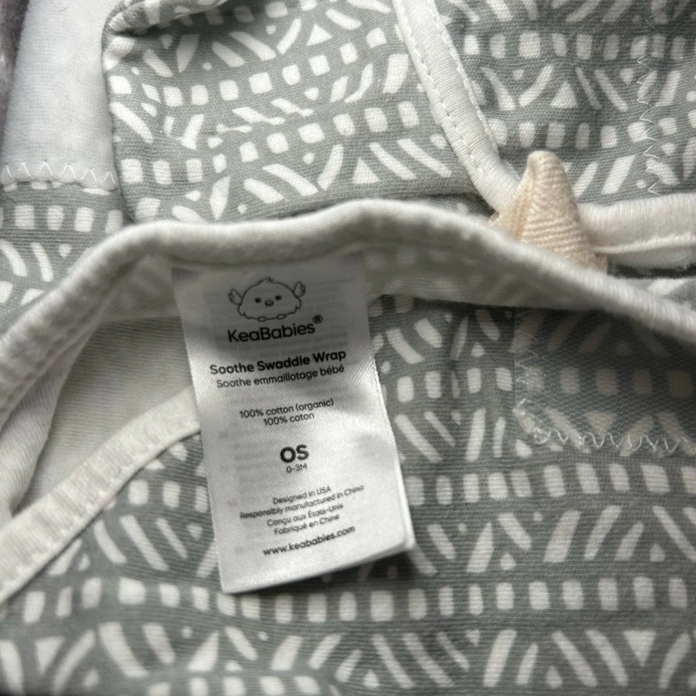 KeaBabies 3-Pack Soothe Swaddle Wraps- Printed Grey/Sage/White Size OS (0-3M)